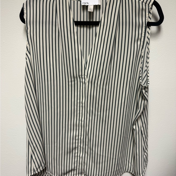 Nordstrom Rack Tops - The Rack Sleeveless Black & White Striped V-Neck Camisole